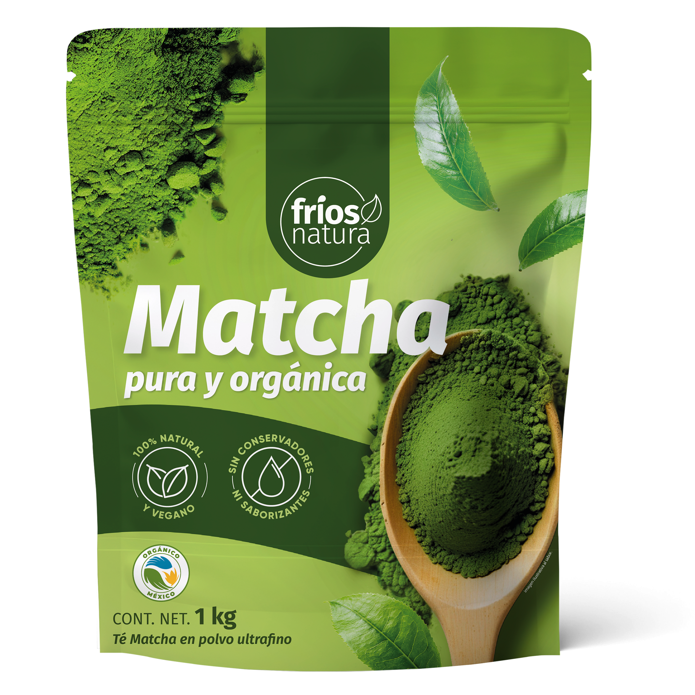 Frios Matcha Cultivada bajo la sombra durante 20 a 30 días para intensificar su color, sabor y nutrientes, cada hoja se cosecha a mano, se limpia con cuidado y se muele lentamente en molinos de piedra hasta obtener un polvo verde intenso, rico en antioxidantes, cafeína equilibrada y L-teanina.